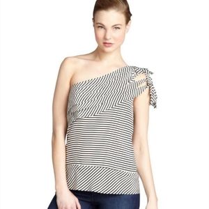 BCBGMAXAZRIA One Shoulder Silk Top, Size S